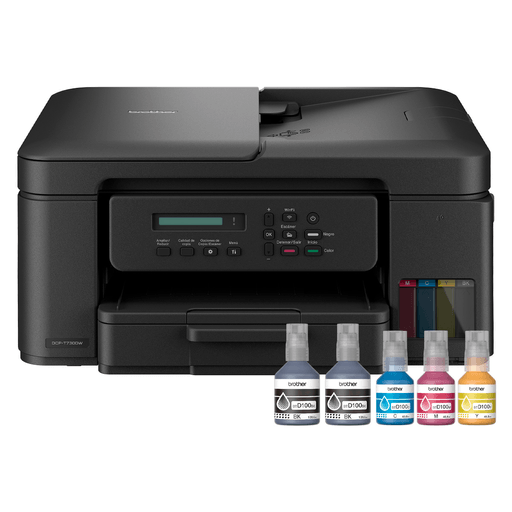 Esta impresora Brother DCP-T730W multifunción con sistema de tanques de tinta es ideal tanto para el hogar como la oficina. Su diseño compacto y eficiente, junto con su alta capacidad de tinta, la convierte en una solución confiable para quienes buscan calidad, ahorro y practicidad en cada impresión. Ofrece impresión a doble cara automática, conectividad inalámbrica, escaneo cómodo con cama plana y gran compatibilidad con distintos tipos de papel. Además, permite imprimir y escanear desde el celular mediante la app Brother Mobile Connect, todo con un mantenimiento automático que asegura rendimiento constante y bajo costo por página.