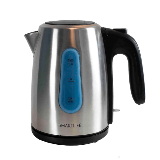 Hervir agua va a ser mucho más fácil con la Jarra Eléctrica Smartlife en acero inoxidable con Potencia de 1850-2200W y capacidad para 1.5 litros de agua. Tiene seguro contra hervido en seco, tapa con función pop-up y luz indicadora de encendido/apagado. Su base antideslizante da seguridad y evita posibles accidentes.