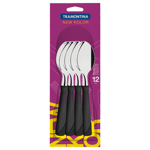 El set de doce cucharas Tramontina de la línea New Kolor combina funcionalidad y estilo para el uso diario. Fabricadas con láminas de acero inoxidable, ofrecen alta resistencia, durabilidad y un acabado impecable que mantiene su brillo con el tiempo. Sus mangos de polipropileno son ergonómicos y resistentes, brindando un agarre cómodo y seguro. Además, todas las piezas son aptas para lavavajillas, lo que garantiza una limpieza práctica y sencilla sin perder calidad ni apariencia.
