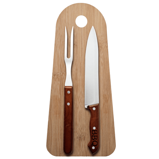 Llevá tu pasión por el asado al siguiente nivel con este elegante set parrillero de 3 piezas. La tabla de bambú de 30 x 18,5cm no solo destaca por su diseño moderno y funcional con orificio para colgar, sino que también es resistente y fácil de limpiar. Acompañada por un cuchillo y tenedor de acero inoxidable con mangos de madera que brindan un agarre firme y cómodo, este set es ideal para servir y cortar con precisión. Perfecto para regalar o disfrutar en casa, este combo combina practicidad, estilo y tradición parrillera.