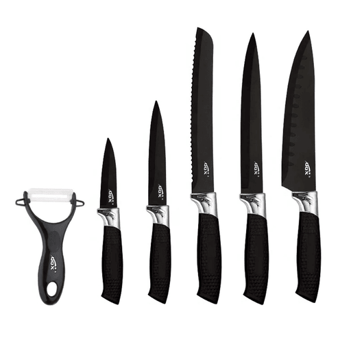 Este set combina diseño elegante con practicidad. Cada cuchillo cuenta con hoja de acero inoxidable resistente al desgaste y antibacterial, ideal para cortes precisos sin esfuerzo. Sus mangos ergonómicos suaves, ofrecen un agarre cómodo y seguro incluso con uso prolongado. Fáciles de limpiar y aptos para lavavajillas, son una excelente opción para cualquier cocina moderna.
