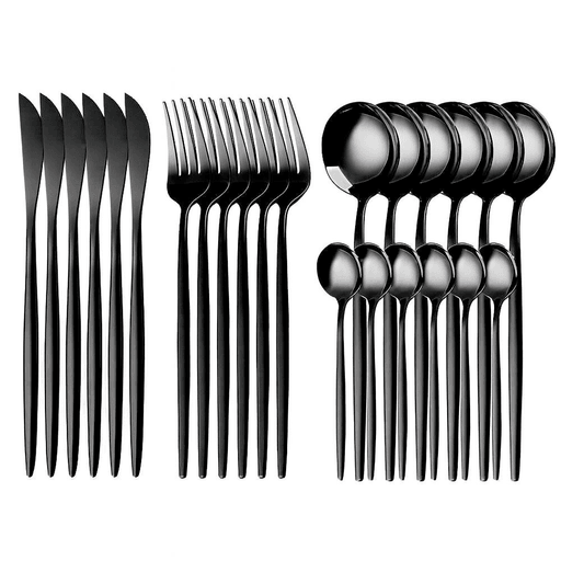 Con un diseño contemporáneo y un acabado tipo espejo que realza cualquier mesa, este set de cubiertos de 24 piezas es ideal para quienes buscan funcionalidad sin renunciar a la elegancia. Fabricado en acero inoxidable de alta calidad, resistente a la oxidación y corrosión, garantiza durabilidad incluso con uso frecuente. Sus mangos lisos, junto a los bordes alisados, brindan comodidad en cada uso. Incluye todo lo necesario para 6 comensales: 6 cuchillos, 6 tenedores, 6 cucharas y 6 cucharas de té.