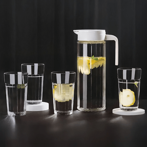 Este set de jarra con cuatro vasos, es ideal para servir y disfrutar de tus bebidas favoritas. Fabricado en vidrio resistente, ofrece durabilidad y un diseño moderno que se adapta a cualquier ocasión. La jarra incluye una práctica tapa de plástico que facilita el vertido, evita derrames y mantiene la frescura de las bebidas. Su diseño simple permite una limpieza rápida y cómoda. Perfecto para el uso diario o reuniones, este set es ideal para servir agua, jugos, refrescos o cualquier bebida con estilo y practicidad.
