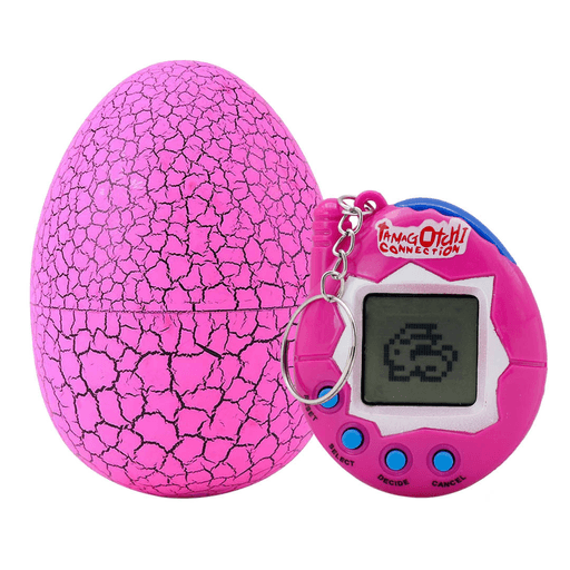 Este innovador juego de mascota virtual en forma de huevo está equipado con 4 botones para resetear, decidir, seleccionar y cancelar. Posee una pantalla LED central para una experiencia interactiva y su fuente de alimentación es a pilas AG13. Tiene una amplia gama de mascotas para elegir, las cuales se pueden alimentar, entrenar, enseñar, cuidar y disfrutar de actividades como dormir, jugar y más. Gracias a que la consola esta cubierta por un colorido huevo de dinosaurio la misma estará protegida mientras no esté en uso.
