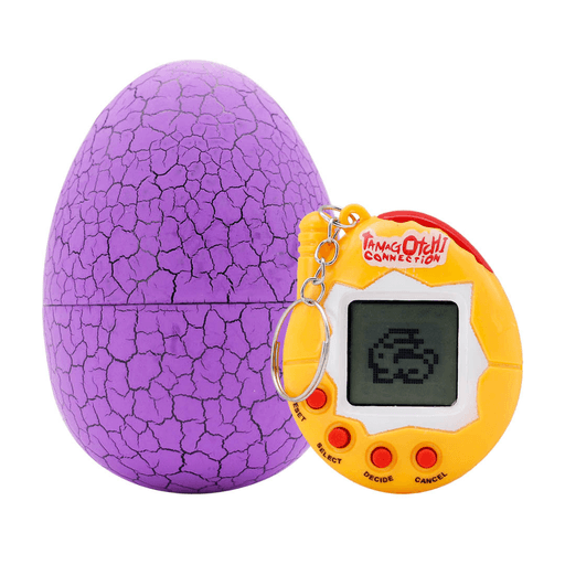 Este innovador juego de mascota virtual en forma de huevo está equipado con 4 botones para resetear, decidir, seleccionar y cancelar. Posee una pantalla LED central para una experiencia interactiva y su fuente de alimentación es a pilas AG13. Tiene una amplia gama de mascotas para elegir, las cuales se pueden alimentar, entrenar, enseñar, cuidar y disfrutar de actividades como dormir, jugar y más. Gracias a que la consola esta cubierta por un colorido huevo de dinosaurio la misma estará protegida mientras no esté en uso.