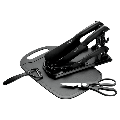 Equipá tu cocina con este completo set de 7 piezas diseñado para hacer tus preparaciones más rápidas, cómodas y prolijas. Incluye utensilios esenciales para el día a día, con cuchillos de corte preciso y herramientas prácticas que te ayudan a trabajar con mayor seguridad y eficiencia. Cada pieza cuenta con un diseño ergonómico que brinda un agarre firme y cómodo, además de materiales resistentes para un uso prolongado. Su soporte organizador mantiene todo en su lugar, optimiza el espacio y aporta un estilo moderno que combina perfecto con cualquier cocina.