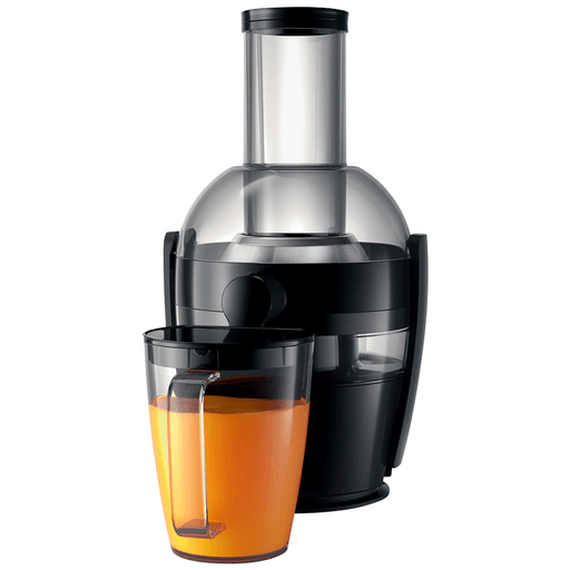 Esta juguera de Philips de 700 Watts de potencia, extrae incluso más jugo de las frutas y verduras. Es ideal para preparar hasta 2 litros de jugo de una sola vez sin necesidad de vaciar el depósito de pulpa. Se puede limpiar en 1 minuto gracias a la revolucionaria tecnología 