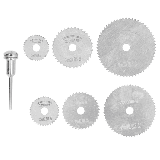Realizá cortes precisos y sin esfuerzo con este set de 7 piezas para herramientas rotativas. Incluye discos de distintos tamaños y un mandril compatible, ideal para cortar madera, plástico, aluminio y más. Fabricados en acero, ofreciendo gran durabilidad y rendimiento incluso a altas revoluciones. Compatible con herramientas rotativas como minitorno, taladro o Dremel, es perfecto para tareas detalladas en el hogar o el taller.