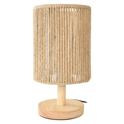 Esta Lámpara Cilíndrica está realizada en madera y cuerda de sisal, materiales de alta calidad que garantizan un diseño elegante, duradero y funcional. Ideal para escritorios, mesas de noche o cualquier rincón que necesite un toque de luz adicional. Cuenta con un tamaño compacto, un cable de 1.30 metros y un práctico interruptor con botón para mayor comodidad. Su base con rosca E27 permite utilizar diversas bombitas, ofreciendo versatilidad y adaptabilidad a diferentes estilos decorativos.