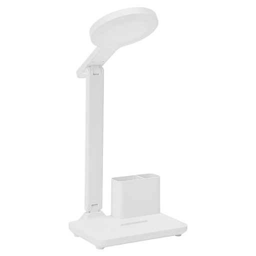 Esta lámpara LED con batería recargable es la solución perfecta para tu espacio de trabajo. Con una potencia de 60W, su botón táctil te permite cambiar fácilmente los 3 modos de iluminación y el ajuste de brillo según tus necesidades. Además, cuenta con brazo plegable con rotación de 360º, batería recargable de 3600mAh y una base con soporte para teléfono y portalápices para que puedas trabajar o estudiar cómodamente.