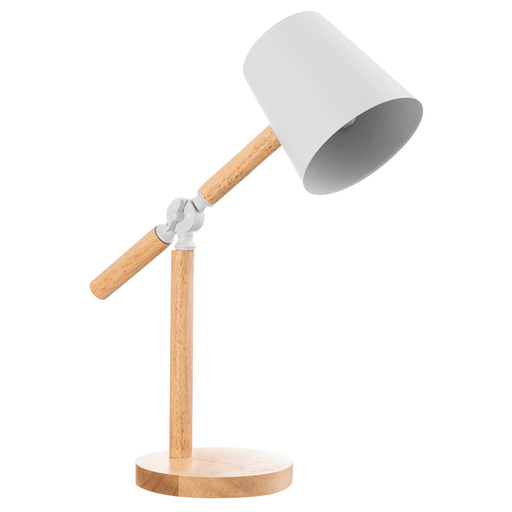 Esta lámpara de escritorio de madera y metal es el complemento perfecto para cualquier espacio. Con su inclinación ajustable, podrás encontrar la iluminación ideal en todo momento. Su diseño simple y compacto garantiza un ambiente acogedor y cálido en dormitorios, salas de estar, zonas de lectura u oficinas. Con una potencia de 40W, tipo de rosca E27 y voltaje de 220V, esta lámpara incluye un interruptor en el cable para mayor comodidad.