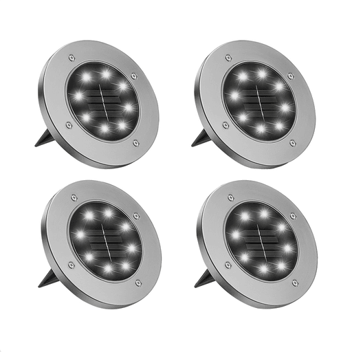 Iluminá tus espacios exteriores con elegancia y eficiencia con este set de 4 lámparas solares de jardín. Fabricadas con una resistente combinación de aleación de aluminio y plástico, están diseñadas para soportar las condiciones climáticas más exigentes gracias a su protección contra polvo y agua. Cada lámpara incluye 8 potentes luces LED que proporcionan una iluminación clara y uniforme. Gracias a su sensor de luz (fotocélula), se encienden automáticamente al anochecer y se apagan al amanecer, optimizando el consumo de energía sin necesidad de intervención. Con una autonomía de 8 a 10 horas, funcionan completamente sin cables ni instalaciones eléctricas, lo que las hace perfectas para jardines, senderos, patios y cualquier espacio al aire libre sin acceso a corriente eléctrica.