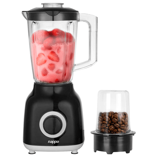 La licuadora NAPPO 2 en 1 combina potencia, versatilidad y seguridad en un solo equipo. Con sus 500W y 2 velocidades con función pulso, logra mezclas homogéneas en segundos. Su jarra de 1.6L y molinillo de 150ml te permiten preparar desde batidos hasta moler granos o preparar salsas con facilidad. Cuenta con cuchillas resistentes aptas para picar hielo, base antideslizante y protección contra sobrecalentamiento, ideal para un uso diario cómodo y seguro.
