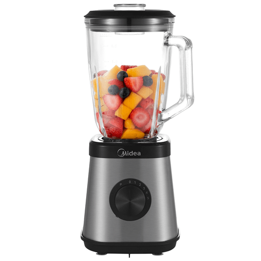 La Licuadora Midea combina potencia, resistencia y diseño moderno para ofrecer resultados perfectos en cada preparación. Con una potencia máxima de 1000W y velocidad de hasta 18000rpm, procesa frutas y verduras con gran eficiencia gracias a sus 6 cuchillas de alto rendimiento. Su jarra de vidrio de 1,5 litros brinda durabilidad y no absorbe olores ni sabores, mientras que el cuerpo de acero inoxidable aporta estabilidad y un acabado elegante ideal para cualquier cocina. Cuenta con control de velocidad variable, 5 niveles + función pulso, permitiéndote lograr la textura exacta para smoothies, licuados, salsas y más. Potente, versátil y robusta, es la aliada perfecta para el uso diario.