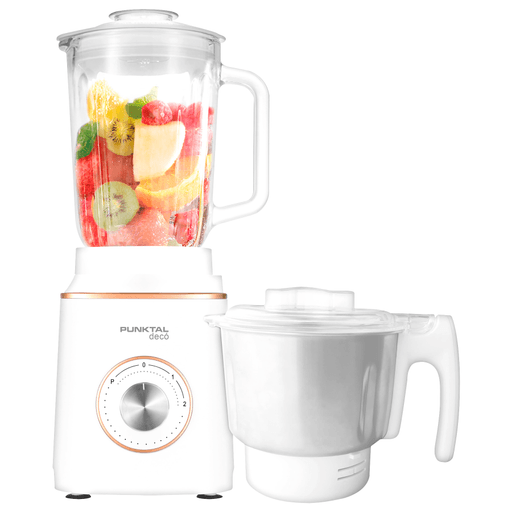 Disfrutá de la cocina con esta licuadora Punktal PK-292LIC con 600W de potencia. Con capacidad de 1.5 litros, 2 niveles de velocidad + pulse y cuchillas de acero inoxidable te facilitará preparar batidos, jugos, sopas y mucho más. Además cuenta con accesorio picador de acero inoxidable que permite picar hielo y moler café.