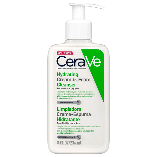 CeraVe Limpiadora Crema-Espumante Hidratante para el rostro combina los beneficios de una crema limpiadora hidratante y de una fórmula espumante de higiene al agua que proporciona una sensación de piel refrescante, todo en el mismo producto.