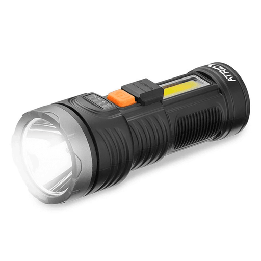 La linterna de mano Atrio es un producto imprescindible para cualquier situación en la que se necesite iluminación portátil de alta calidad. Su batería recargable de litio te garantiza horas de uso continuo y su puerto de carga USB te permite recargarla fácilmente en cualquier lugar. Posee una potente luz frontal de 1W y 100 lúmenes, y una luz lateral de 3W con 140 lúmenes que te proporciona una iluminación amplia. Gracias a que está equipada con un indicador de batería, nunca te quedarás sin luz en el momento menos deseado.