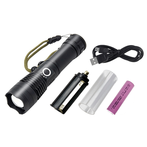 Esta linterna proporciona una luz potente debido a su chip led, con una vida útil de hasta 50.000 horas. Perfecta para utilizar tanto en interiores como en exterior, tiene 5 modos de luz e indicador de batería restante. Además su batería es extraíble y recargable, con una duración de 8 horas.
