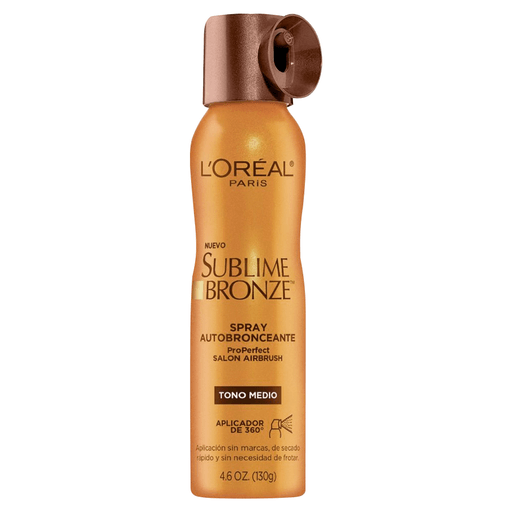 El spray autobronceante sublime bronze te ofrece un resultado de bronceado profesional en tu casa. Su difusor con ángulo de 360° distribuye la bruma súper fina y provee una cobertura continua y pareja. Resultados naturales, incluso en las áreas más difíciles de alcanzar. Se seca rápidamente, sin necesidad de esparcir con la mano. Hecho con Vitamina E y AHAs para proporcionar un bronceado hermoso, de aspecto 100% natural y una piel ultrasuave.