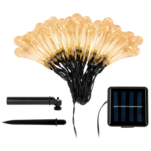 La Guía de Luces LED de 7 metros con 30 lámparas es la opción perfecta para crear ambientes cálidos y decorativos en espacios exteriores. Sus luces LED de tono cálido brindan una iluminación suave y uniforme, ideal para generar un ambiente acogedor en cualquier ocasión. Funciona mediante panel solar, lo que permite un uso práctico y eficiente sin necesidad de cables ni consumo eléctrico, aprovechando la energía del sol para encenderse automáticamente al anochecer. Además, cuenta con protección IP65, que la hace resistente al agua y a diferentes condiciones climáticas, asegurando un funcionamiento confiable en exteriores.