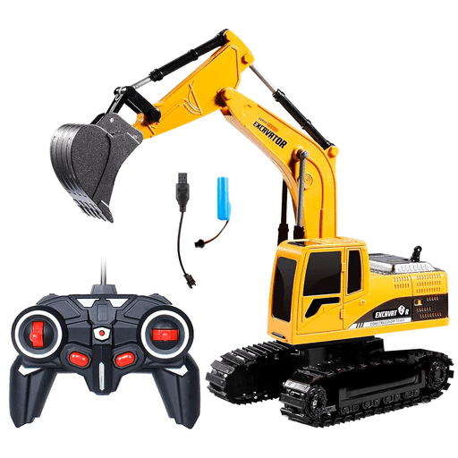 La máquina excavadora con control remoto, luz y sonido es un juguete ideal para los pequeños amantes de la construcción. Fabricada con materiales de alta calidad, esta excavadora es resistente y duradera. Con capacidad de rotación de 360° que los niños podrán controlarla fácilmente, además gracias a que su batería es recargable, garantiza horas de diversión sin la necesidad de estar cambiando constantemente las pilas.