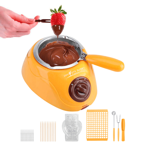 Esta máquina para derretir chocolate es el aliado perfecto para los amantes de los dulces. Con 35W de potencia y control de temperatura regulable, logra derretir el chocolate de forma uniforme y sin riesgo de quemarlo. Su recipiente removible de acero inoxidable garantiza una distribución óptima de calor y resultados suaves y homogéneos en cada preparación. Además, cuenta con función mantener caliente, es fácil de limpiar e incluye todas las herramientas y moldes para hacer bombones, galletas y muchas otras delicias.