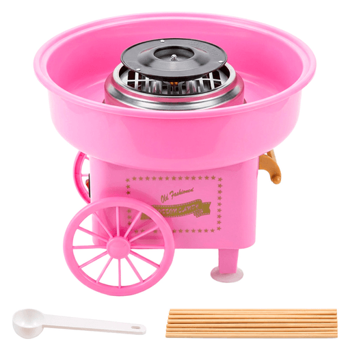 La máquina para hacer algodón de azúcar es ideal para disfrutar en casa de una experiencia divertida con estilo retro. Su funcionamiento es simple: solo agregá azúcar, encendela y girá el palito para formar el algodón, logrando aproximadamente 1 unidad cada 2 minutos. Cuenta con tubo calefactor de cuarzo, plato giratorio de aluminio, bowl de PP de grado alimenticio con diseño antisalpicaduras y patas de goma antideslizantes para mayor estabilidad. Es perfecta para cumpleaños, fiestas y reuniones, e incluye cuchara medidora y palitos de bambú.