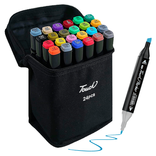 El Set de 24 Marcadores con doble punta es el complemento ideal para todos los amantes del arte y la creatividad. Con una punta fina de 1mm y una punta de cincel de 3-6mm, podrás realizar trazos precisos o amplios con una sola herramienta. Fabricados en plástico de alta calidad, estos rotuladores cuentan con secado rápido, evitando manchas y desbordes en tus proyectos. Además, su versatilidad te permite utilizarlos en diferentes superficies como papel, cerámica, madera, tela y mucho más. Gracias a que posee estuche de almacenamiento con cremallera y base resistente, te permitirá mantener tus marcadores en perfectas condiciones y listos para usar en cualquier momento.