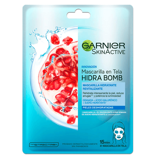 Mascarilla en tela hidratante revitalizante con ácido hialurónico más granada, rehidrata intensamente la piel, reduce arrugas y potencía la luminosidad en sólo 15 minutos. Especial para pieles deshidratadas. Proporciona el equivalente a 1 semana de sérum hidratante en 15 minutos.
