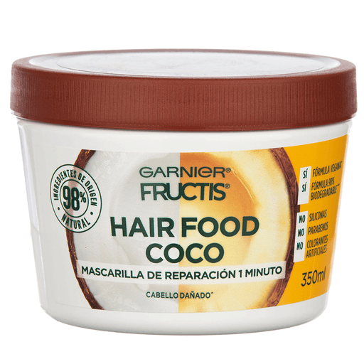 Descubrí la nueva mascarilla Hair Food Coco de Garnier Fructis, un tratamiento de reparación en 1 minuto para pelo dañado, con 98% de ingredientes de origen natural. Su super fruta es el coco que repara instantáneamente.