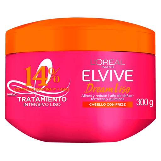 Complementá tu rutina y controlá el frizz de tu cabello con esta Mascarilla Capilar Elvive Dream Liso de L'Oreal. Gracias a su extraordinaria fórmula con Keratina V y AHA, nutre y reestructura la fibra capilar, restaurando el equilibrio natural del cabello. Decile adiós al daño y olvidate del molesto frizz con cada aplicación. Disfrutá de un cabello sedoso, saludable y con un liso impecable.