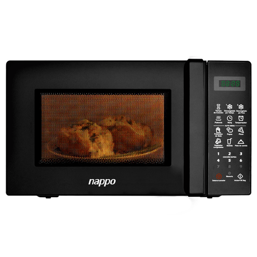 Este Horno Microondas NAPPO de 20L de capacidad posee un diseño moderno en color negro que le dará un toque elegante a tu cocina. Con su display LED y panel de control táctil, podrás seleccionar fácilmente entre las 6 funciones preestablecidas para calentar, descongelar o cocinar tu comida rápidamente. Cuenta con funciones avanzadas, como descongelado por peso o por tiempo, para que puedas tener tus alimentos listos en cuestión de minutos. Además, la función memoria te permite almacenar tus ajustes preferidos y el temporizador de cocina te ayuda a controlar el tiempo de cocción de tus platillos.
