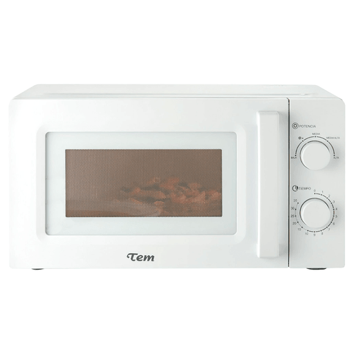 Prepará, calentá o descongelá tus comidas rápidamente con este Microondas manual Tem con 700W de potencia y capacidad de 20 litros, ofreciendo la posibilidad de cocinar cualquier tipo de alimento. Cuenta con frente de vidrio y perillas manuales. 