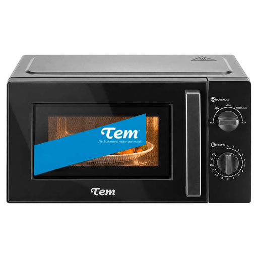 Prepará, calentá o descongelá tus comidas rápidamente con este Microondas manual Tem con 700W de potencia y capacidad de 20 litros, ofreciendo la posibilidad de cocinar cualquier tipo de alimento. Cuenta con frente de vidrio y perillas manuales.