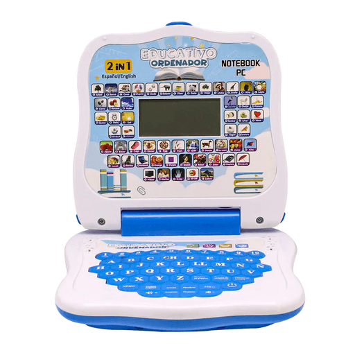 Esta increíble mini laptop didáctica está fabricada con materiales plásticos de alta calidad y cuenta con un teclado de 52 teclas, el mismo dispone del abecedario, números del 1 al 10, opciones para cambiar de idioma, ajustar el volumen y un botón de encendido/apagado. Además, tiene incorporado un parlante para una experiencia interactiva completa. Entre sus funciones operativas se encuentran actividades de suma, resta, encontrar la letra faltante, juego de agilidad con letras, dictado de letras y palabras, preguntas, respuestas, prueba de ortografía y canciones. También incluye funciones con sonido y actividades educativas en español/inglés, para que los más pequeños se diviertan mientras aprenden.