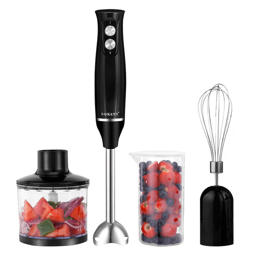 El Mixer Sokany 4 en 1 es un electrodoméstico multifuncional que te permite mixear, batir, procesar y picar, facilitando la preparación de una amplia variedad de alimentos. Con su potente motor de 500W, podrás lograr resultados rápidos y eficientes en todo momento. Su diseño ergonómico incluye un mango antideslizante y una tapa antisalpicaduras, garantizando mayor comodidad y seguridad mientras preparás tus recetas favoritas. Además, cuenta con 2 velocidades, cuchilla de acero inoxidable y accesorios intercambiables aptos para lavavajillas para una fácil limpieza y mantenimiento.