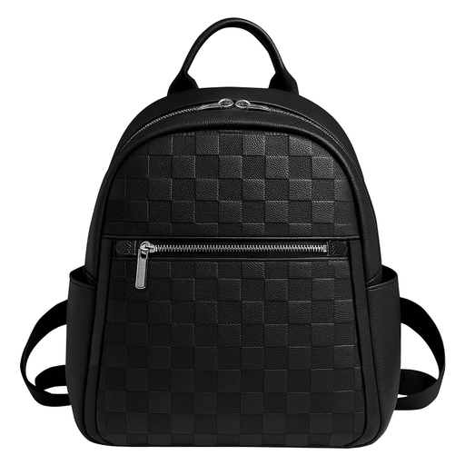 La mochila casual es práctica y moderna, fabricada en cuero de poliuretano impermeable con un elegante patrón a cuadros. Ofrece gran organización gracias a su bolsillo interior oculto con cremallera, dos bolsillos laterales, más un bolsillo frontal y uno trasero con cierre seguro. Sus correas ajustables y asa superior aseguran comodidad y versatilidad, mientras que su tamaño compacto de 23 x 15 x 29cm la convierte en la compañera ideal para el día a día.
