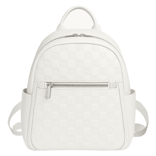 La mochila casual es práctica y moderna, fabricada en cuero de poliuretano impermeable con un elegante patrón a cuadros. Ofrece gran organización gracias a su bolsillo interior oculto con cremallera, dos bolsillos laterales, más un bolsillo frontal y uno trasero con cierre seguro. Sus correas ajustables y asa superior aseguran comodidad y versatilidad, mientras que su tamaño compacto de 23 x 15 x 29cm la convierte en la compañera ideal para el día a día.