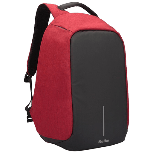 Esta Mochila Antirrobo Kolke está confeccionada en tela que repele el agua y cuenta con una franja refractiva en la parte trasera que la hace más visible en la noche. Aplica la tecnología de diseño antirrobo, ya que su cierre principal está totalmente escondido en la parte posterior, lo que impide el acceso para abrir fácilmente la mochila. Además, incluye un puerto USB para la carga de dispositivos electrónicos, el mismo debe ser alimentado por un Power Bank.
