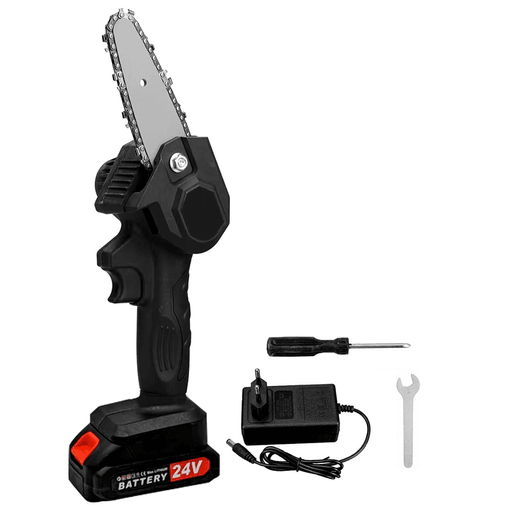 La motosierra de mano con velocidad ajustable y batería de 24V es la herramienta perfecta para cualquier proyecto de jardinería. Su diseño ergonómico y seguro garantiza una fácil manipulación, mientras que su peso ligero la hace fácil de transportar a cualquier lugar de trabajo. Además, es fácil de instalar, tiene sistema de protección contra sobrecargas, cuenta con un interruptor de seguridad para su funcionamiento y es ideal para el recorte de ramas, troncos y trabajos de jardinería.