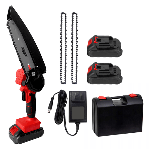 Esta motosierra inalámbrica NAPPO es perfecta para una gran variedad de tareas en tu hogar, ya que cuenta con una batería recargable que te permitirá trabajar en tu jardín con total libertad. Su velocidad ajustable es ideal para que la utilices con precisión en ramas o arbustos, logrando cortarlos sin esfuerzo. Cuenta con un agarre ergonómico, un bloqueo de seguridad y una tapa sobre la cadena que evitará que los trozos de madera vuelen hacia vos o que se produzca cualquier tipo de accidente.
