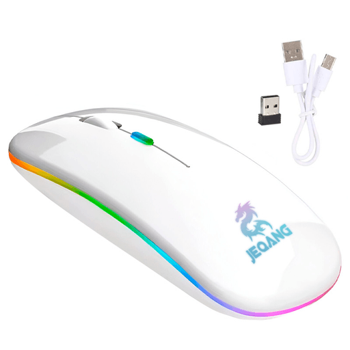 El Mouse Inalámbrico Jeqang es la elección perfecta para aquellos que buscan un dispositivo de calidad con seguimiento óptico y luz LED RGB. Con su función Plug & Play es fácil de instalar y usar, sin necesidad de complicados procesos de configuración y además su diseño ergonómico garantiza una comodidad óptima durante largas sesiones de uso. Gracias a su distancia de transmisión de hasta 10 metros es capaz de ofrecer una excelente libertad de movimiento.