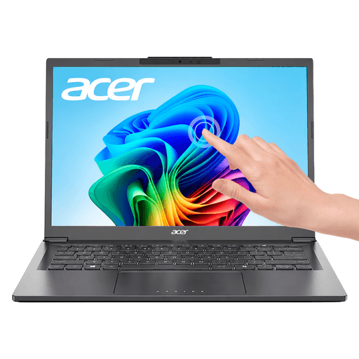 La Notebook Acer Aspire 14 AI combina potencia, portabilidad y funciones inteligentes para acompañarte en el trabajo, estudio y proyectos creativos. Su pantalla táctil IPS LED WUXGA de 14