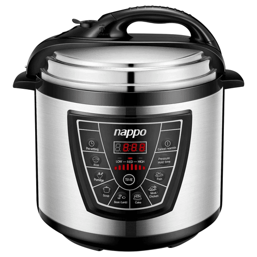 Cociná deliciosas recetas de forma rápida, fácil y segura con esta olla a presión eléctrica Nappo NEK-085 multifunción. Cocina un 70% más rápido que los métodos convencionales y además cocina de manera más saludable, manteniendo todas las vitaminas y los minerales de los alimentos. Cuenta con 5 litros de capacidad, display digital y 7 modos pre-seteados de cocción.
