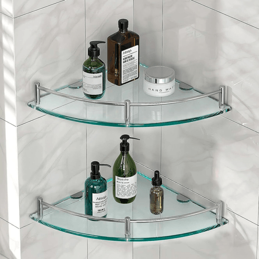 Este organizador esquinero de 4 estantes de vidrio grueso te ayudará a ahorrar espacio y mantener tu baño organizado y limpio. Está hecho de vidrio de alta calidad y acero inoxidable, es duradero y puede soportar un peso de 10Kg. Robusto y práctico, puede contener botellas, frascos, artículos de ducha, cosméticos y más. Es perfecto para la sala de estar familiar, la cocina o el baño.