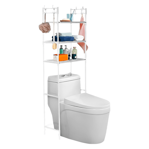 Maximizá el espacio en tu baño con este Organizador Multiuso de 3 niveles. Con 3 estantes espaciosos y 4 ganchos extraíbles a los lados, podés organizar y colgar tus artículos de baño de manera eficiente. Este práctico organizador es fácil de ensamblar gracias a su diseño inteligente y resistente. Fabricado con tubos de acero inoxidable y conexiones de ABS, garantiza durabilidad y resistencia a la humedad. Además, su superficie lisa y sin poros hace que sea fácil de limpiar, manteniendo tu baño impecable en todo momento.