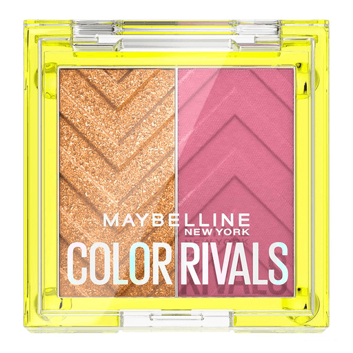 Disfrutá de looks únicos, atrevidos y divertidos con Color Rivals Shadow Duo de Maybelline, el secreto para desbloquear el contraste de color en el maquillaje de ojos. Este dúo tiene sombra de ojos brillante y sombra de ojos mate para darle vida a tu atuendo, estado de ánimo y todo tu look. Además, al ser resistente al agua y al sudor garantiza que el maquillaje de tus ojos permanezca fijo durante todo el día. 