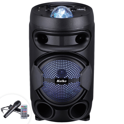 Que la música acompañe cada una de tus reuniones con este parlante Kolke Disco de 6.5”, el cual dispone de luces disco de siete colores que te brindarán un ambiente perfecto para celebrar y divertirte. Incluye conexión Bluetooth para emparejar cualquier dispositivo, control remoto y un micrófono para que disfrutes de hacer Karaoke con tus amigos o familia.