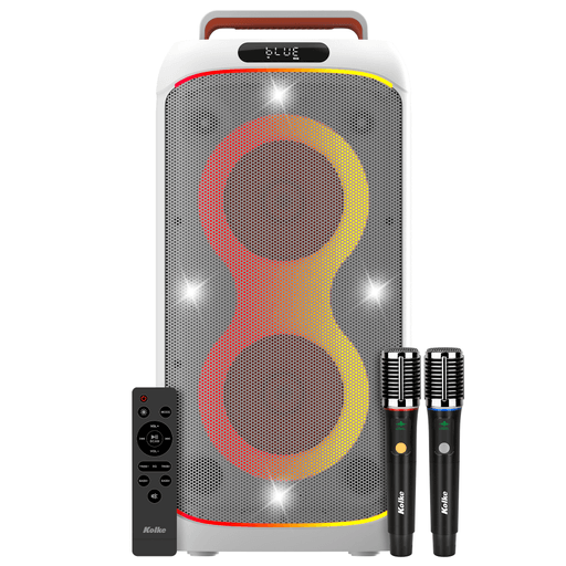 El Parlante Kolke Fest Duo es ideal para llevar la fiesta a donde vayas, con un sonido potente gracias a su doble parlante de 6,5” + tweeter de 1” y 100W de potencia nominal (3500W PMPO). Su batería recargable de 6000mAh te da autonomía para disfrutar sin cables, mientras que la conexión inalámbrica y la función TWS te permiten emparejarlo con otro parlante para un audio aún más envolvente. Además, incluye micrófono inalámbrico, 8 modos de luces LED multicolor y manija de transporte, perfecto para animar cualquier reunión con estilo.