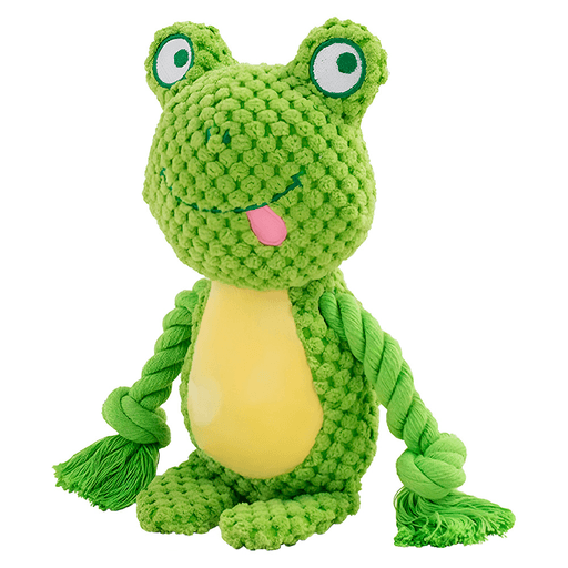 Este divertido juguete con forma de animalito es ideal para mantener a tu perro activo y entretenido. Su diseño colorido y suave incluye un silbato interno que emite sonido al morder, estimulando la curiosidad y el juego. Además, está equipado con una cuerda resistente que tu mascota podrá morder, ayudando a limpiar sus dientes y masajear sus encías mientras se divierte. Es el compañero perfecto para promover la actividad física, el entretenimiento sensorial y una mejor salud bucal.